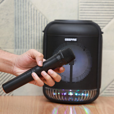 Geepas Rechargeable Portable Speaker - Portable Handle with 1800 MAH Huge Battery | TWS Connection & Compatible with BT/ USB/ AUX/ FM/ Micro SD | Ideal for Home, Hotels & Outdoor Use