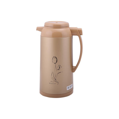 Geepas 1.3 L Vacuum Flask- GVF27012| Double-Walled Flask With Glass Inner, With Press And Pour Stopper| Keeps Your Drinks Hot Or Cold For Up To 24 Hours| Leak-Proof And Portable Design, Suitable For Indoor And Outdoor Use| Brown