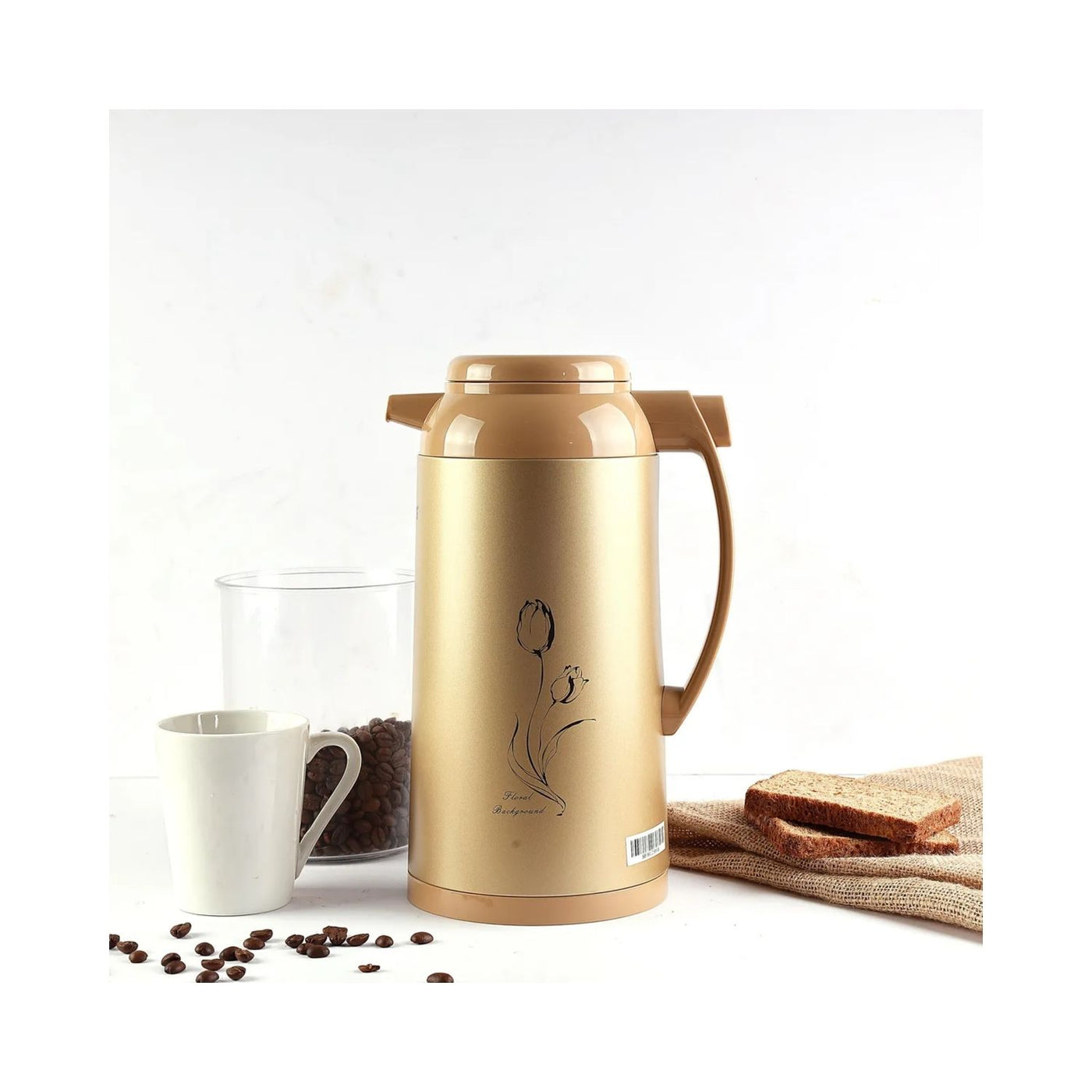 Geepas 1.6 L Vacuum Flask- GVF27013| Double-Walled Flask With Glass Inner, With Press And Pour Stopper| Keeps Your Drinks Hot Or Cold For Up To 24 Hours| Leak-Proof And Portable Design, Suitable For Indoor And Outdoor Use| Brown