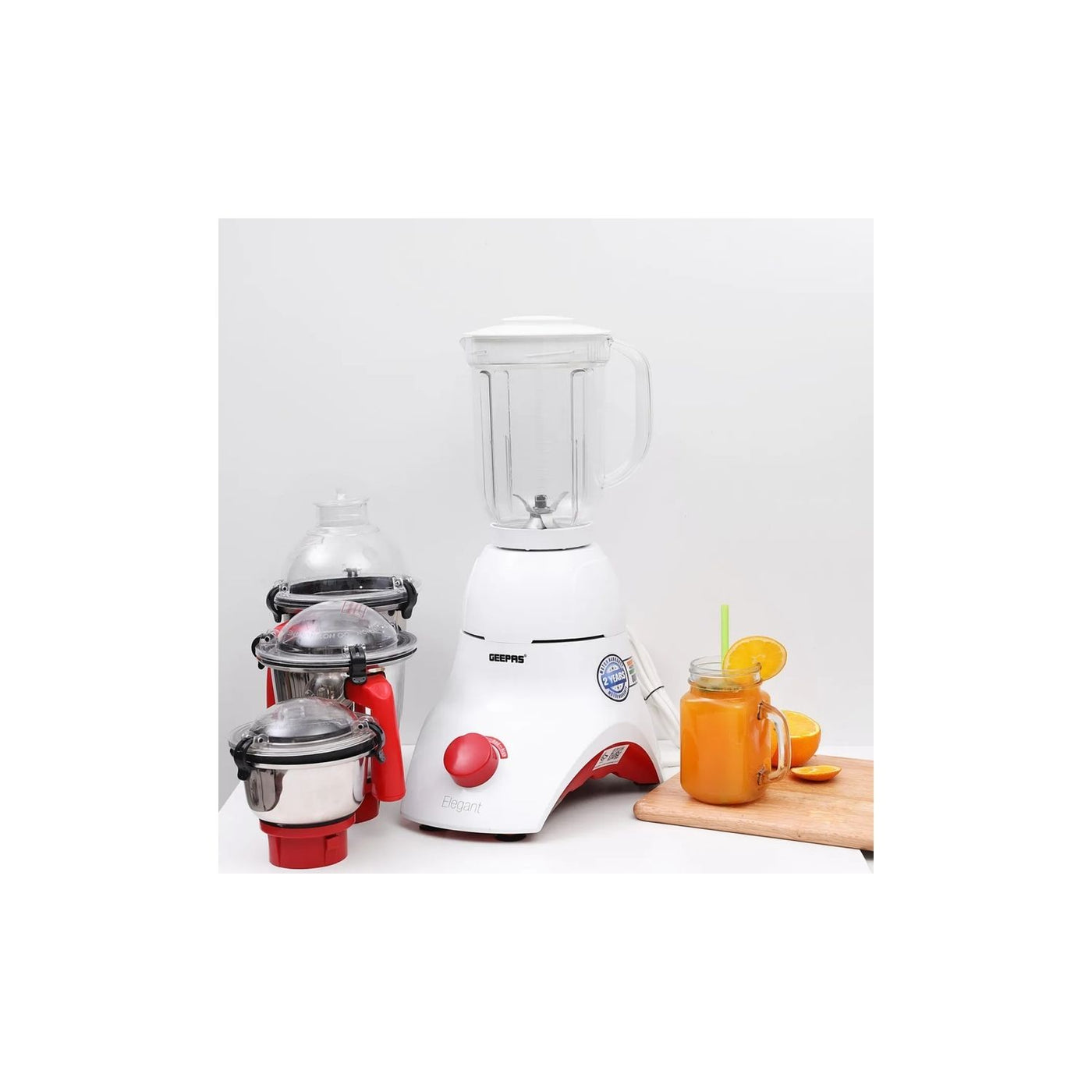 Geepas 800W 4 in 1 Mixer Blender - Stainless Steel Blades & Jars, 3 Speed Control Harmonic Grinding | Overload Protection | Chopper, Coffee Grinder & Smoothie Maker | 2 Year Warranty