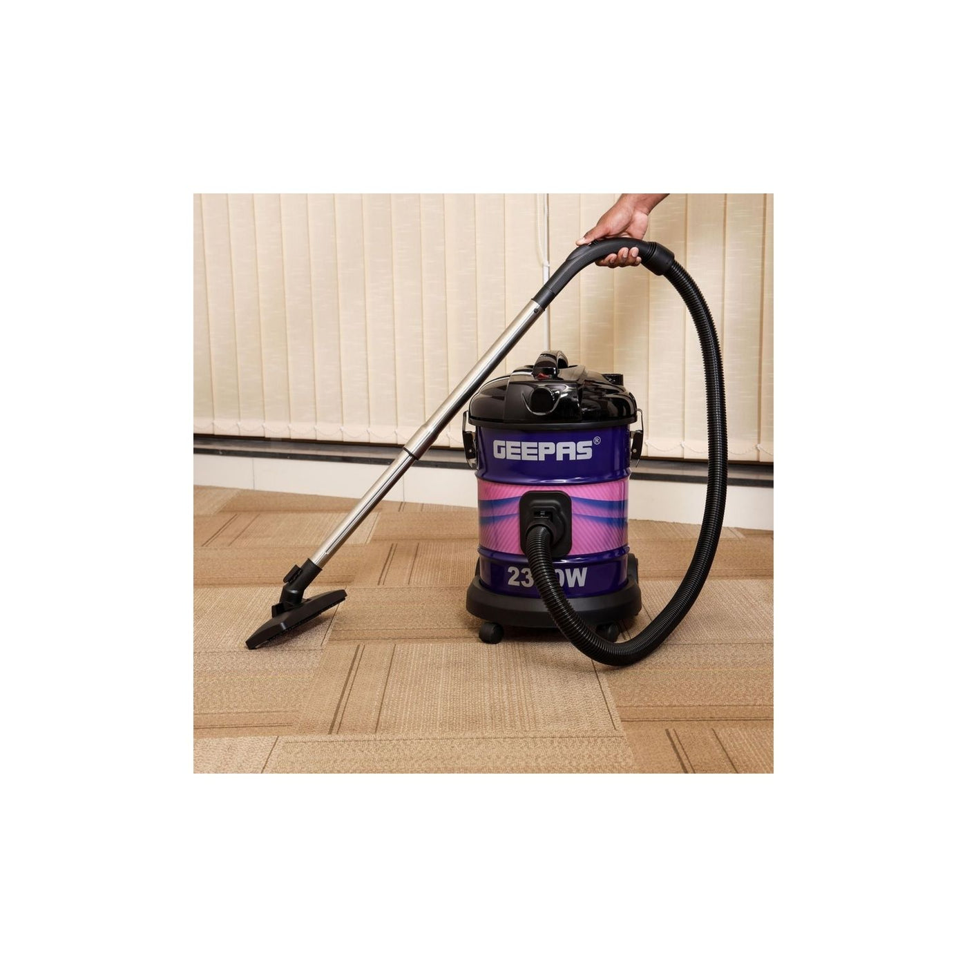 Geepas GVC2588 2300W 2-in-1 Blow and Dry Vacuum Cleaner - Portable Powerful Copper Motor | Comfortable Handle with Adjustable Suction Power | 21L Capacity - Dust Full Indicator - 2-Year Warranty