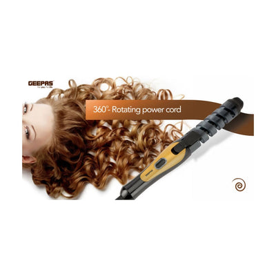 Geepas GH8656 Hair Curler - Auto Curling with Heat Setting 180C-200C | 25W | Safe Styling Hair with Ceramic Barrel | 360-Degree Swivel Cord | 2 Years Warranty