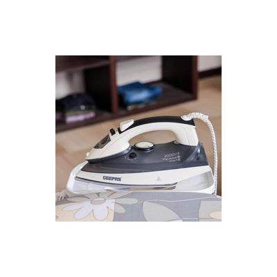 Geepas GSI7788 Ceramic Steam Iron 2000W- Temperature Control for Wet/Dry Crease Free Ironing | Steam Function & Self Cleaning Function | 2 Years Warranty