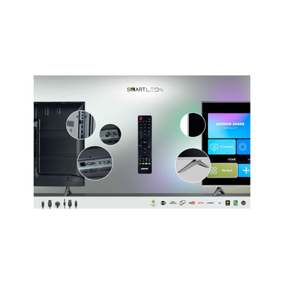 Geepas 55" Smart LED TV, TV with Remote Control GLED5508SFHD | HDMI & USB Ports, Head Phone Jack, PC Audio In | Wi-Fi, Android 9.0 with E-Share | YouTube, Netflix, Amazon Prime