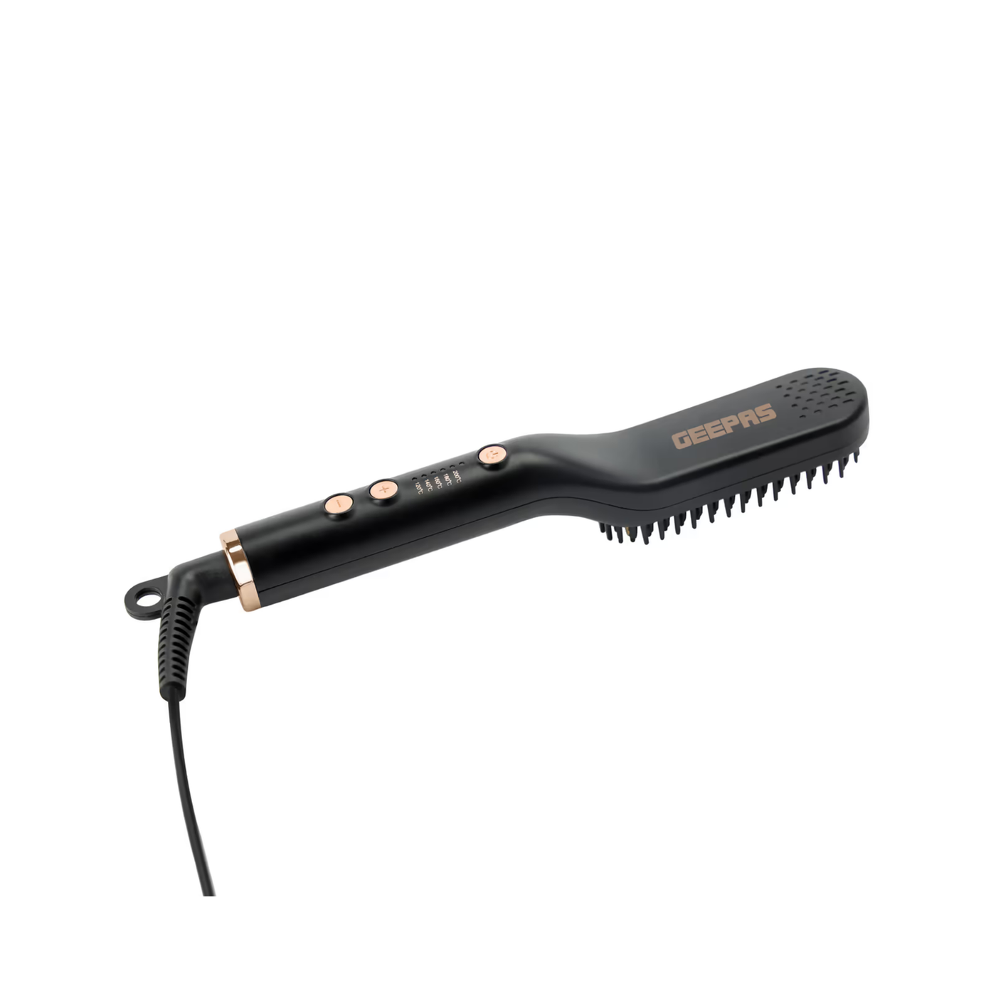 Geepas Hair Straightening Brush- GHBS86066| Smooth and Comb-Like Design for Hair and Beard, Temperature from 120-200 Degrees Celsius| 360-Degree Swivel Cord, ON/OFF Switch| Perfect For Salon And At Home Styling| Black