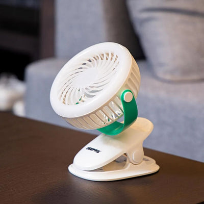 Geepas GF21137  Rechargeable Clip Fan with Light | 2-in-1 | Two Quiet Speeds with 7 Hours Continuous Working |1200 Mah Battery | - Ideal for The Home, Office & More