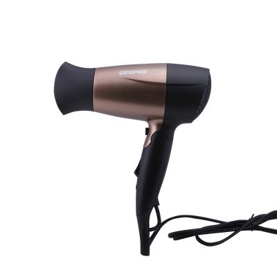 GH8642 1600W Mini Hair Dryer With Foldable Handle - 2-Speed And 2 Temperature Settings, Cool Shot Function, Ideal For All Types Of Hairs Gold/Black