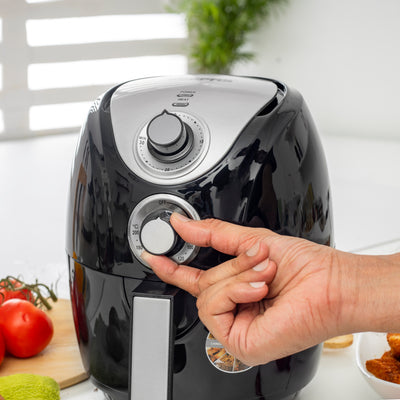 Geepas 1300W Air Fryer with Rapid Air Circulation System, GAF37521 - 100-200 C Adjustable Temperature Control for Healthy Oil Free or Low Fat Cooking - 30 Minute Manual Timer, 2.5L Capacity - 2 Year Warranty