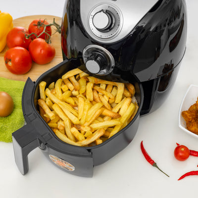 Geepas 1300W Air Fryer with Rapid Air Circulation System, GAF37521 - 100-200 C Adjustable Temperature Control for Healthy Oil Free or Low Fat Cooking - 30 Minute Manual Timer, 2.5L Capacity - 2 Year Warranty