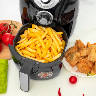 Geepas 1300W Air Fryer with Rapid Air Circulation System, GAF37521 - 100-200 C Adjustable Temperature Control for Healthy Oil Free or Low Fat Cooking - 30 Minute Manual Timer, 2.5L Capacity - 2 Year Warranty