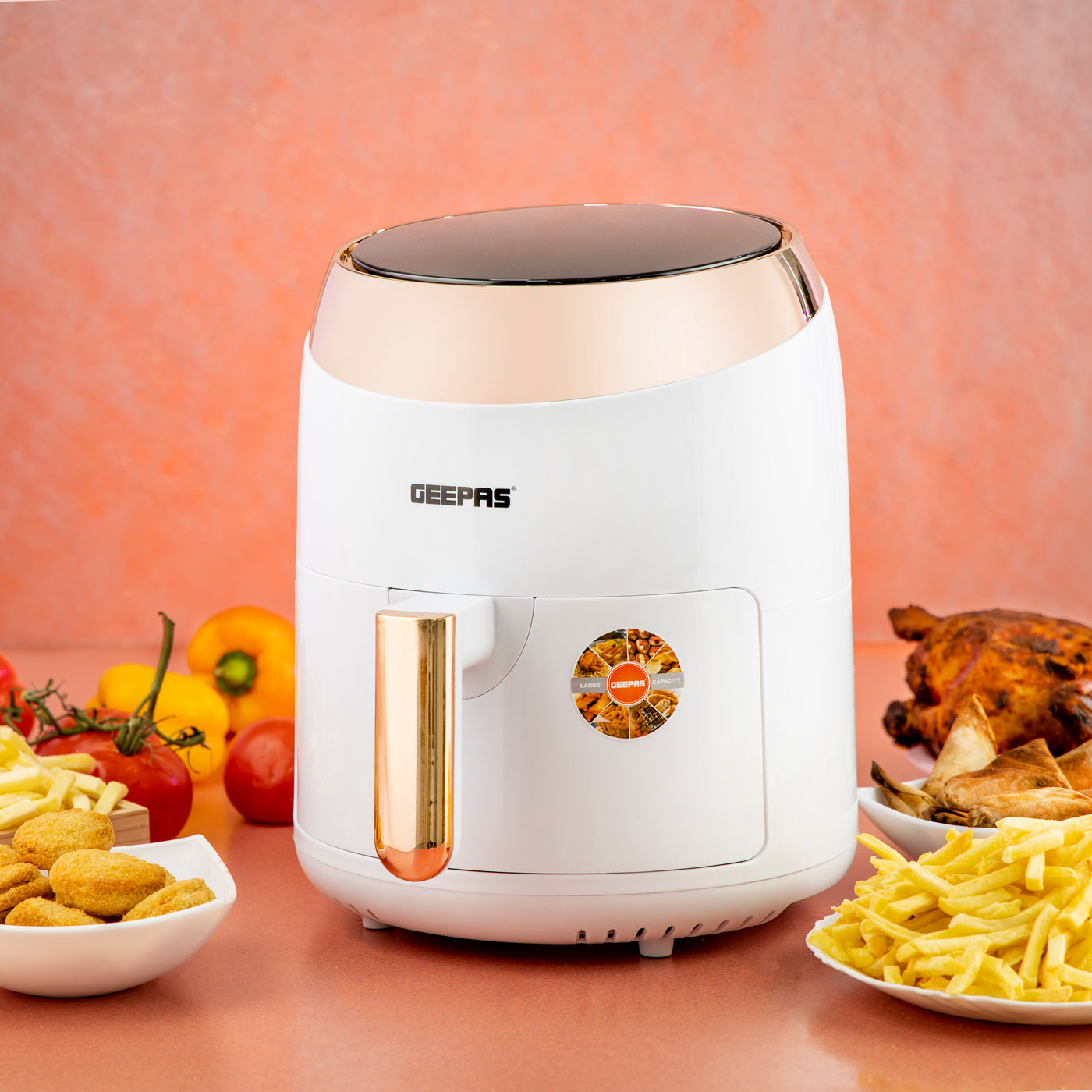 Geepas GAF37522 Digital Air Fryer With 3.5L Capacity, 1400W | Hot Air Circulation Technology For Oil Free Low Fat Dry Fry Cooking Healthy Food | Non-Stick Basket, Overheat Protection | 2 Years Warranty