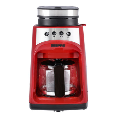 Geepas Grinder & Drip Coffee Maker, 3.5L, 4 cups, GCM41512 | Washable Filter | Non-Stick Coating Keep Warm Function | Filter Holder & Grinder | Water Level Gauge