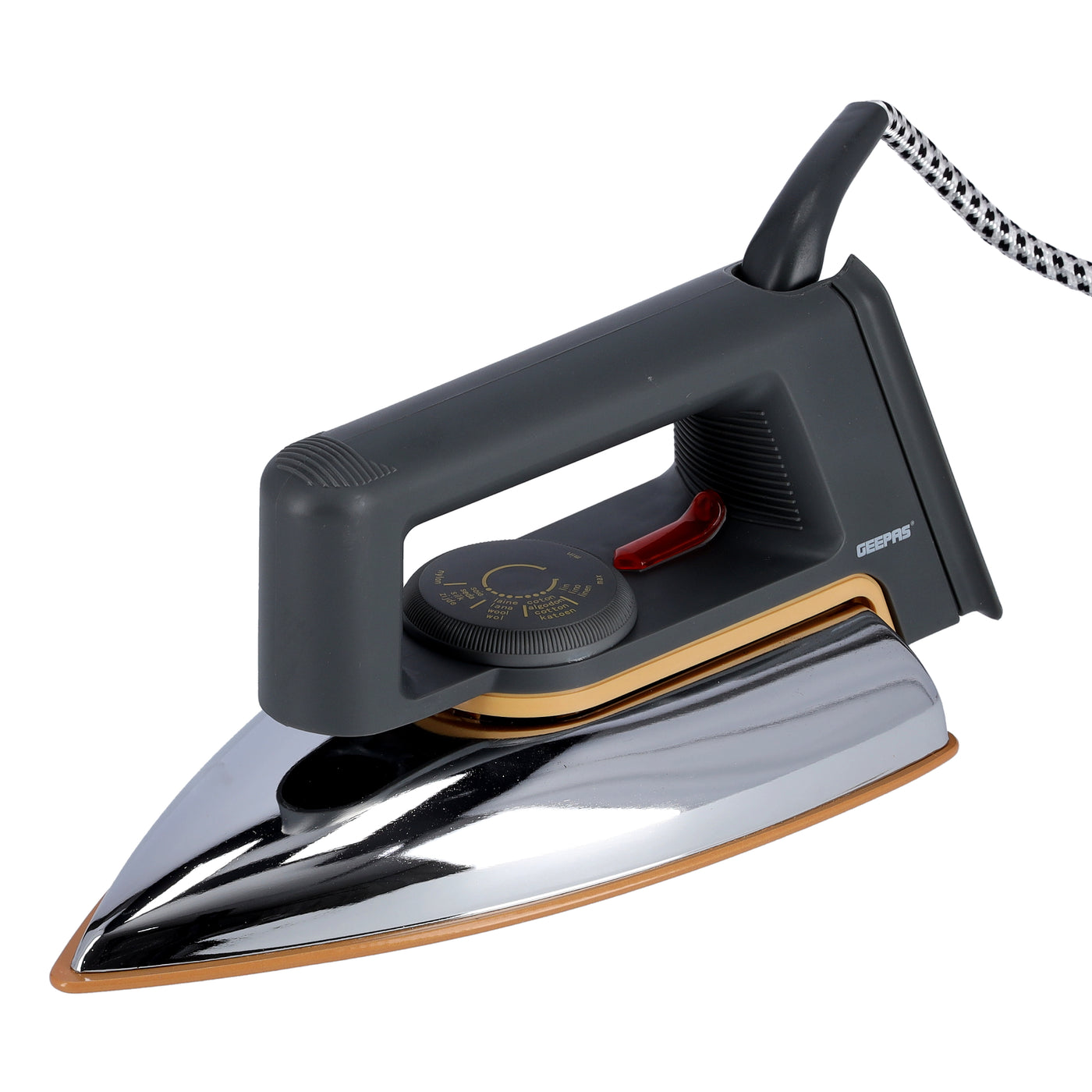 Geepas 1200W Dry Iron - Non-Stick Coating Plate & Adjustable Thermostat Control | Indicator Light | Perfect for All Types Of Clothes | 2 Years Warranty