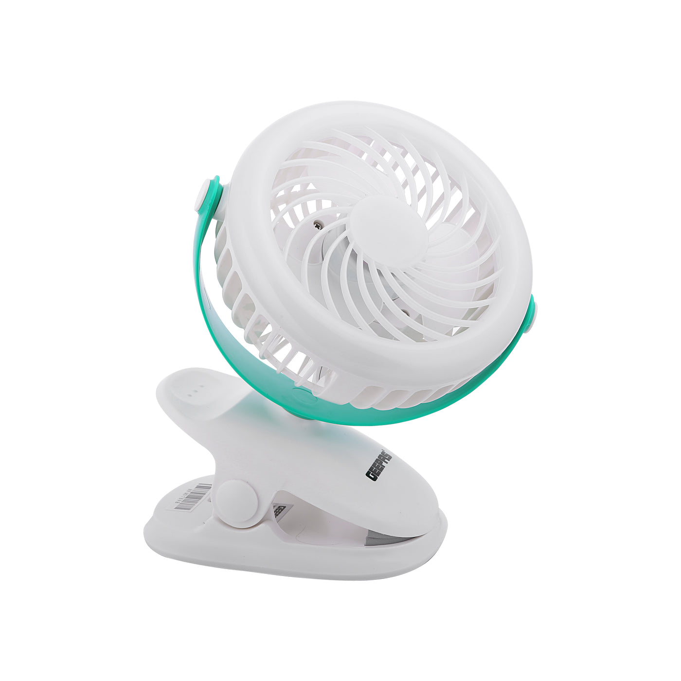 Geepas GF21137  Rechargeable Clip Fan with Light | 2-in-1 | Two Quiet Speeds with 7 Hours Continuous Working |1200 Mah Battery | - Ideal for The Home, Office & More