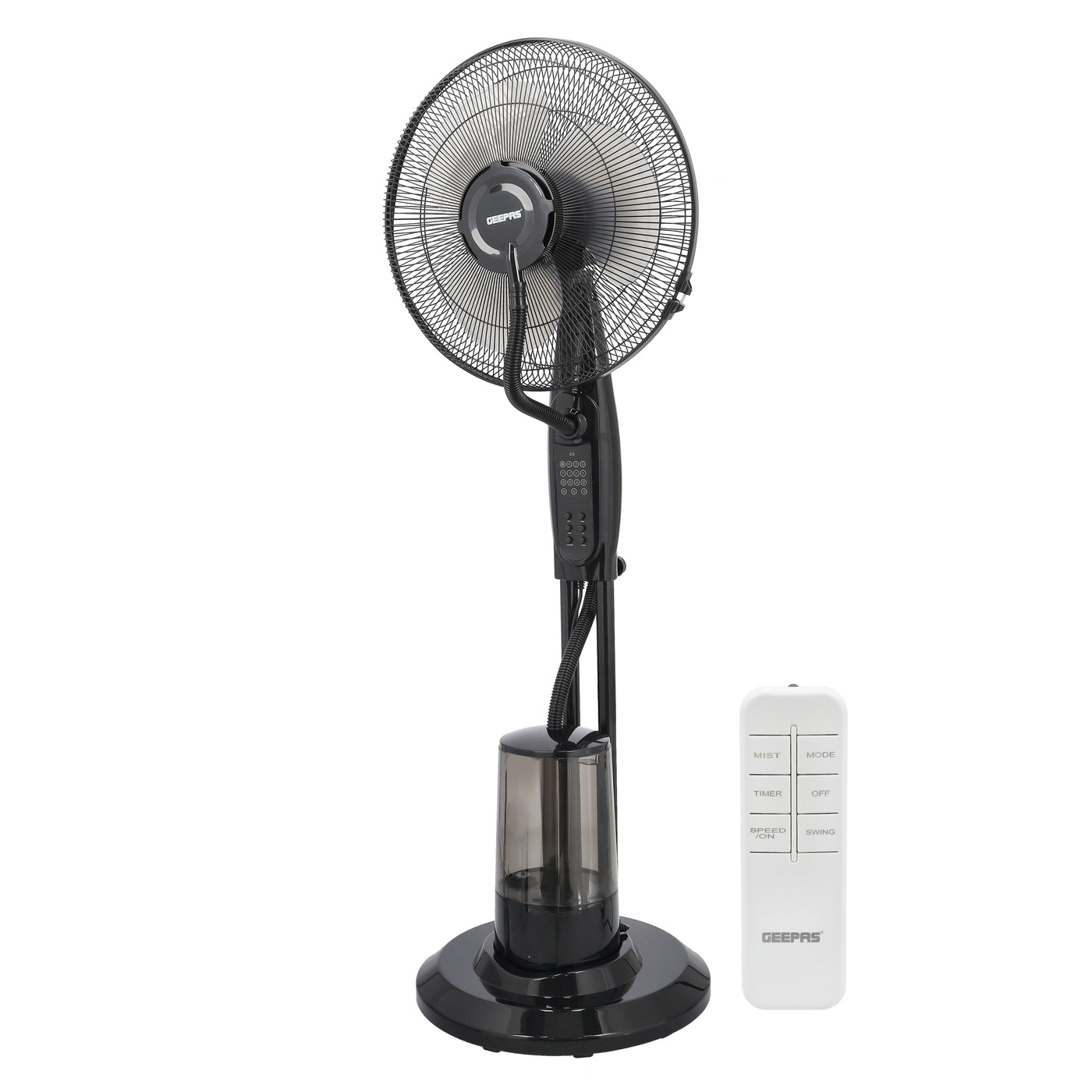 Geepas 16" Mist Fan with Remote Control, 3 Speed Setting, GF21160 | Oscillation & Tilt Function | 0.5-7.5H Timer Function | Transparent Water Tank | LCD Display | Home & Office Use