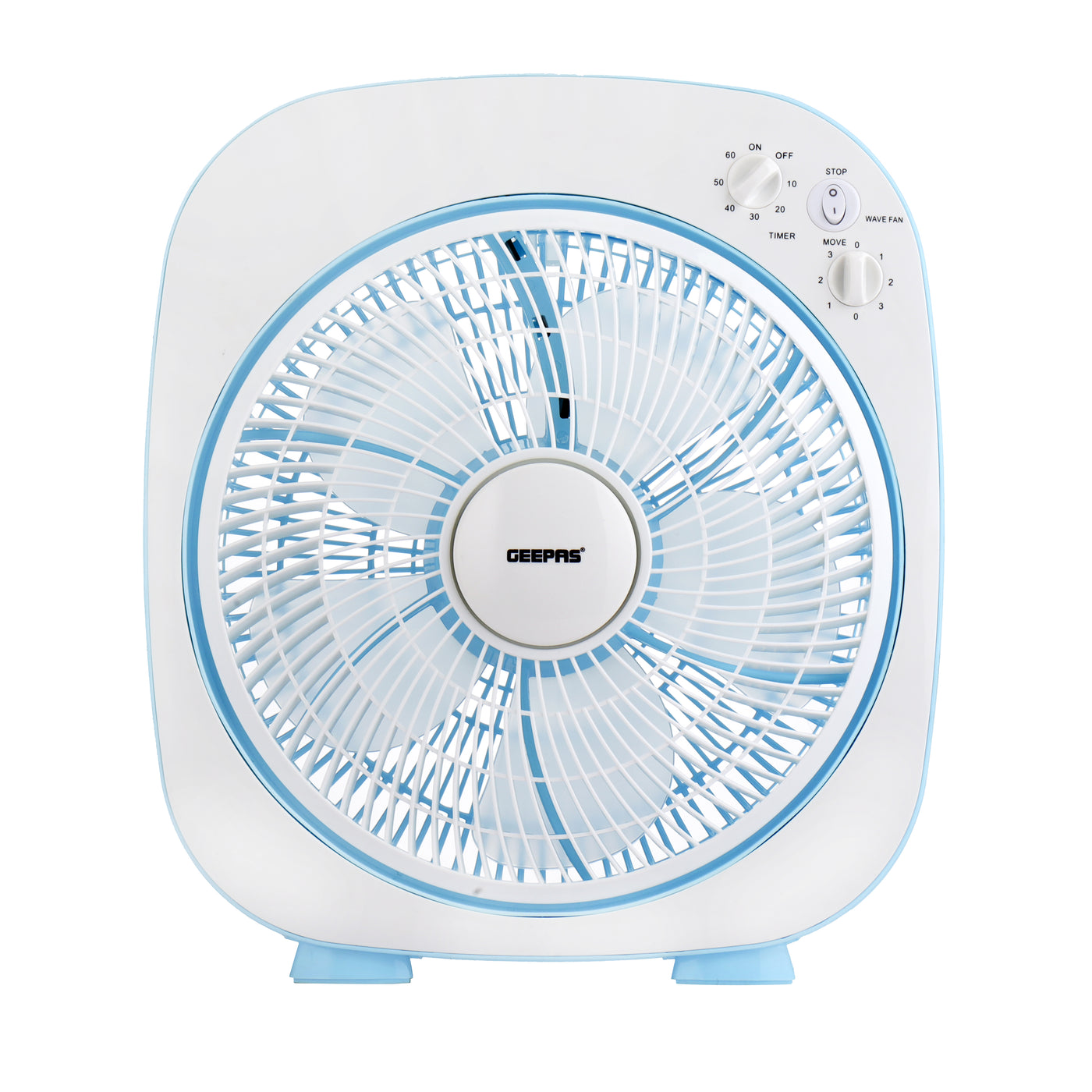 Geepas 12" Box Fan- GF926| High Performance Fan with 3-Speed Controls and 5 Leaf Blades| Adjustable Pitch Angle and Efficient Cooling| High Performance 45W Motor for High Speed Wind| 2 Years Warranty| Blue