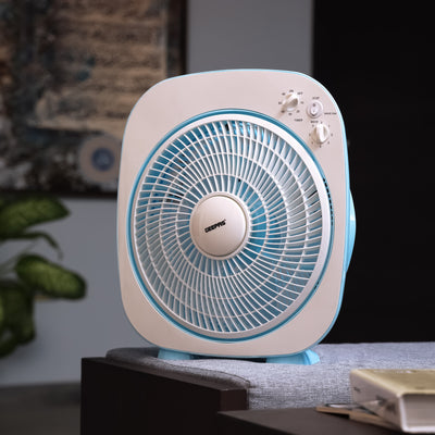 Geepas 12" Box Fan- GF926| High Performance Fan with 3-Speed Controls and 5 Leaf Blades| Adjustable Pitch Angle and Efficient Cooling| High Performance 45W Motor for High Speed Wind| 2 Years Warranty| Blue