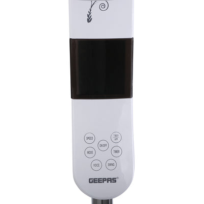 Geepas GF9466 16" Stand Fan With Remote Control 50W - 3 Speed, 5 Leaf Blade, Adjustable Height & Tilt Setting With Led Display | Auto Off | 2 Years Warranty