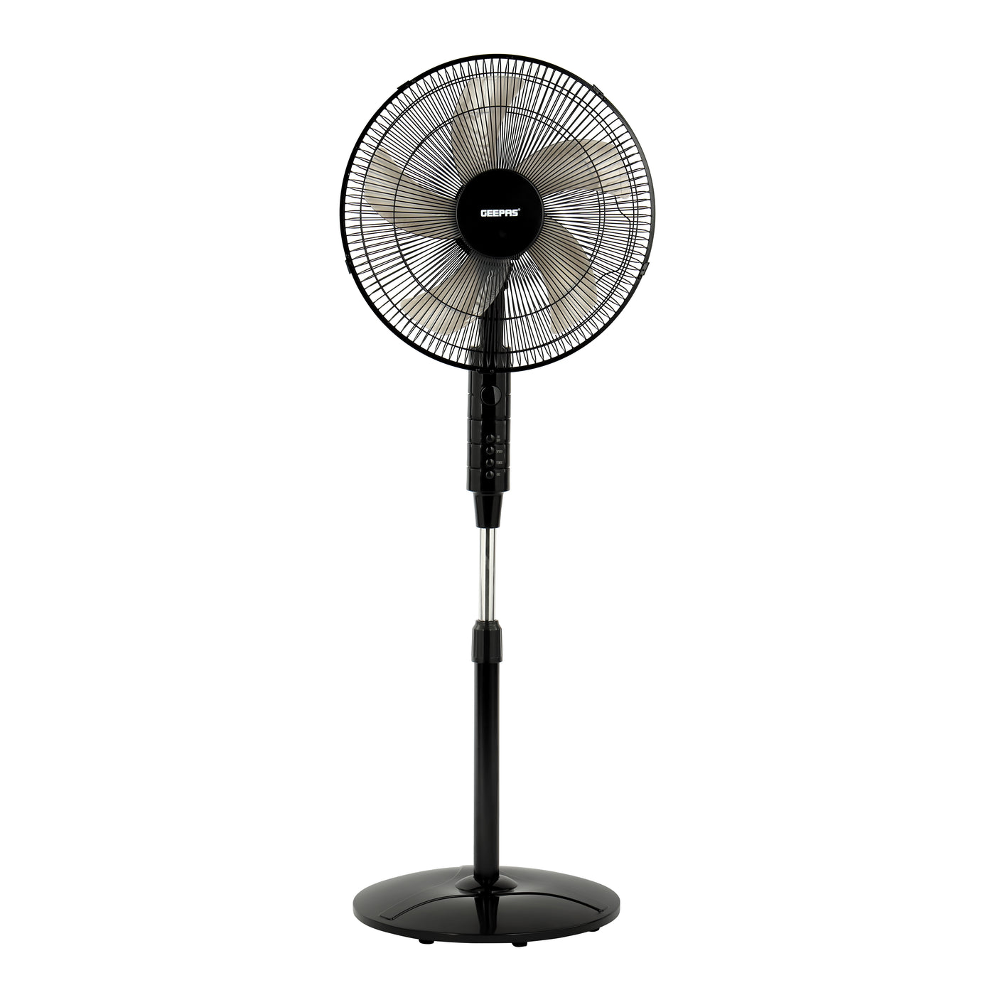 Geepas 16" Remote Control Stand Fan- GF9489| High Performance Fan with 3-Speed Controls, 5 Leaf Blades and Remote Control| Adjustable Tilt Angle, Height and Efficient Cooling| High Performance 60W Motor for High Speed Wind| 2 Years Warranty| Black