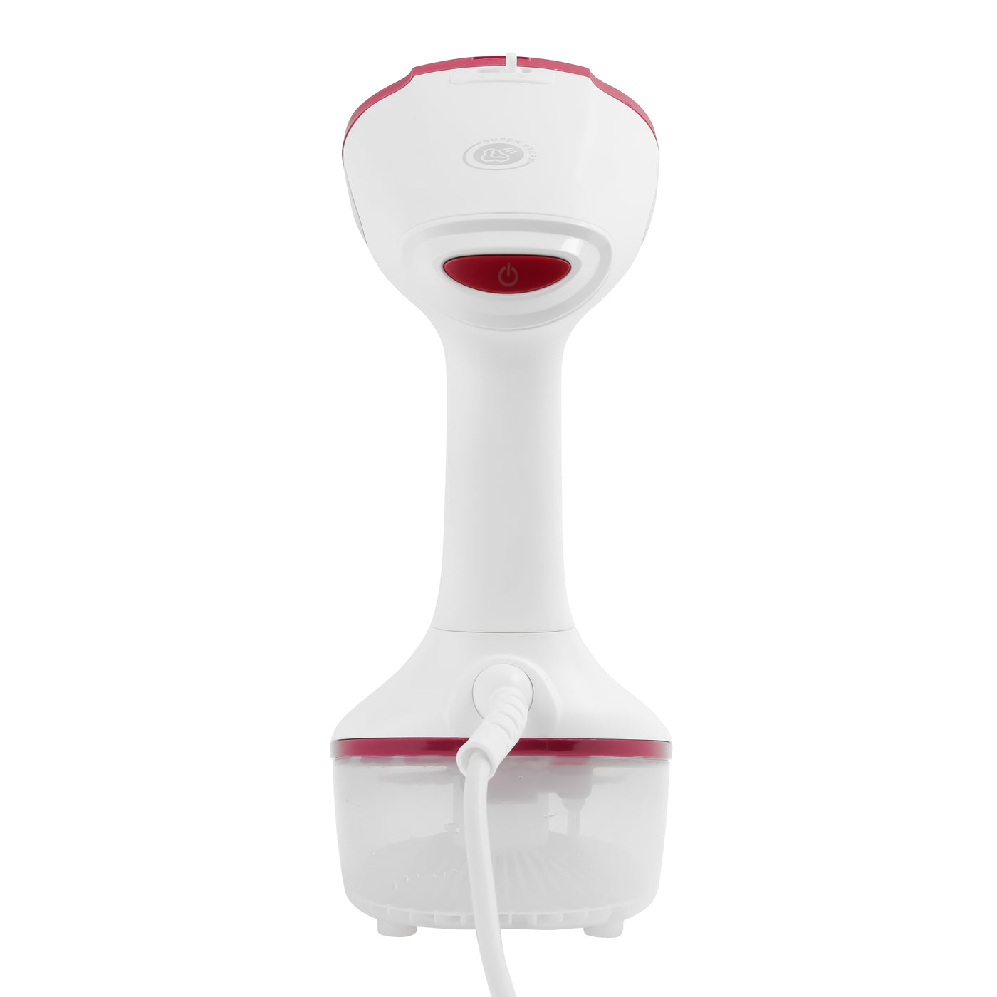 Geepas Handheld Garment Steamer- GGS25021| 1370-1630 W, Fast Heating with Auto Shut-Off| Suitable for All Kinds of Fabric and Safe for Delicate Fabrics| Equipped with Ceramic Head and Detachable Water Tank| White and Maroon, 2 Years Warranty