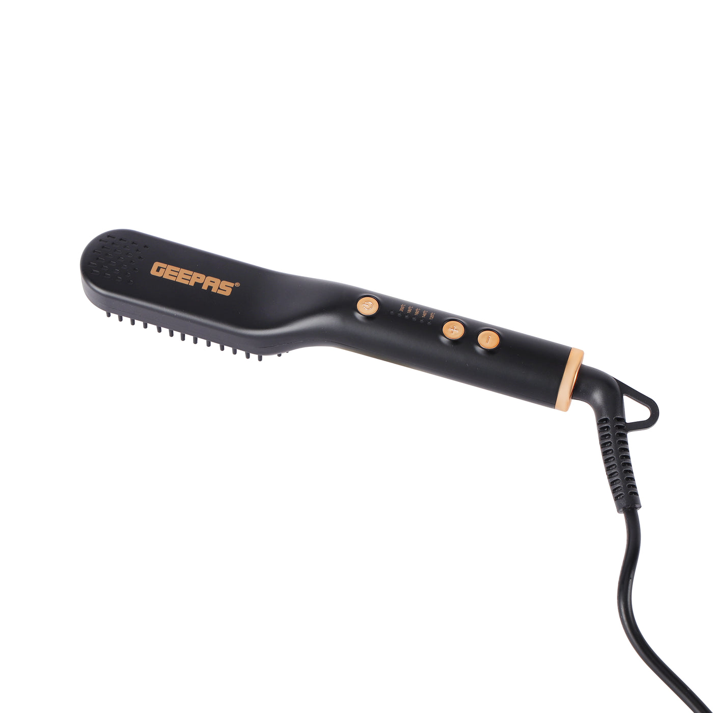 Geepas Hair Straightening Brush- GHBS86066| Smooth and Comb-Like Design for Hair and Beard, Temperature from 120-200 Degrees Celsius| 360-Degree Swivel Cord, ON/OFF Switch| Perfect For Salon And At Home Styling| Black