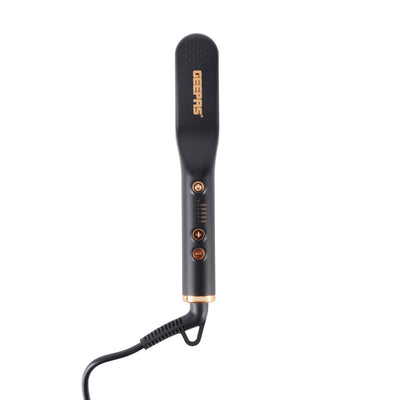 Geepas Hair Straightening Brush- GHBS86066| Smooth and Comb-Like Design for Hair and Beard, Temperature from 120-200 Degrees Celsius| 360-Degree Swivel Cord, ON/OFF Switch| Perfect For Salon And At Home Styling| Black