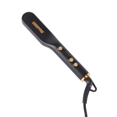 Geepas Hair Straightening Brush- GHBS86066| Smooth and Comb-Like Design for Hair and Beard, Temperature from 120-200 Degrees Celsius| 360-Degree Swivel Cord, ON/OFF Switch| Perfect For Salon And At Home Styling| Black