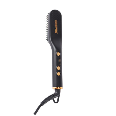 Geepas Hair Straightening Brush- GHBS86066| Smooth and Comb-Like Design for Hair and Beard, Temperature from 120-200 Degrees Celsius| 360-Degree Swivel Cord, ON/OFF Switch| Perfect For Salon And At Home Styling| Black