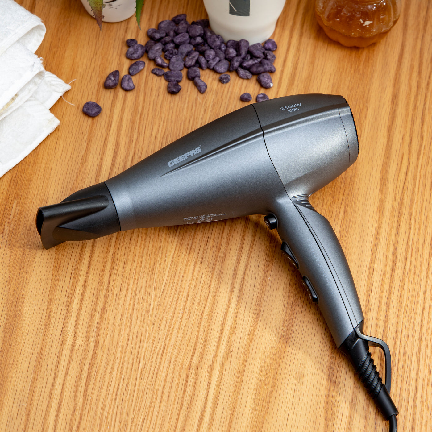 Geepas Hair Dryer Styling Concentrator, 3 Heat Settings, GHD86052 | Iconic Technology Dryer with Cool Shot Function | Removable Filter Cover | 2300W Dryer for Frizz Free Styling