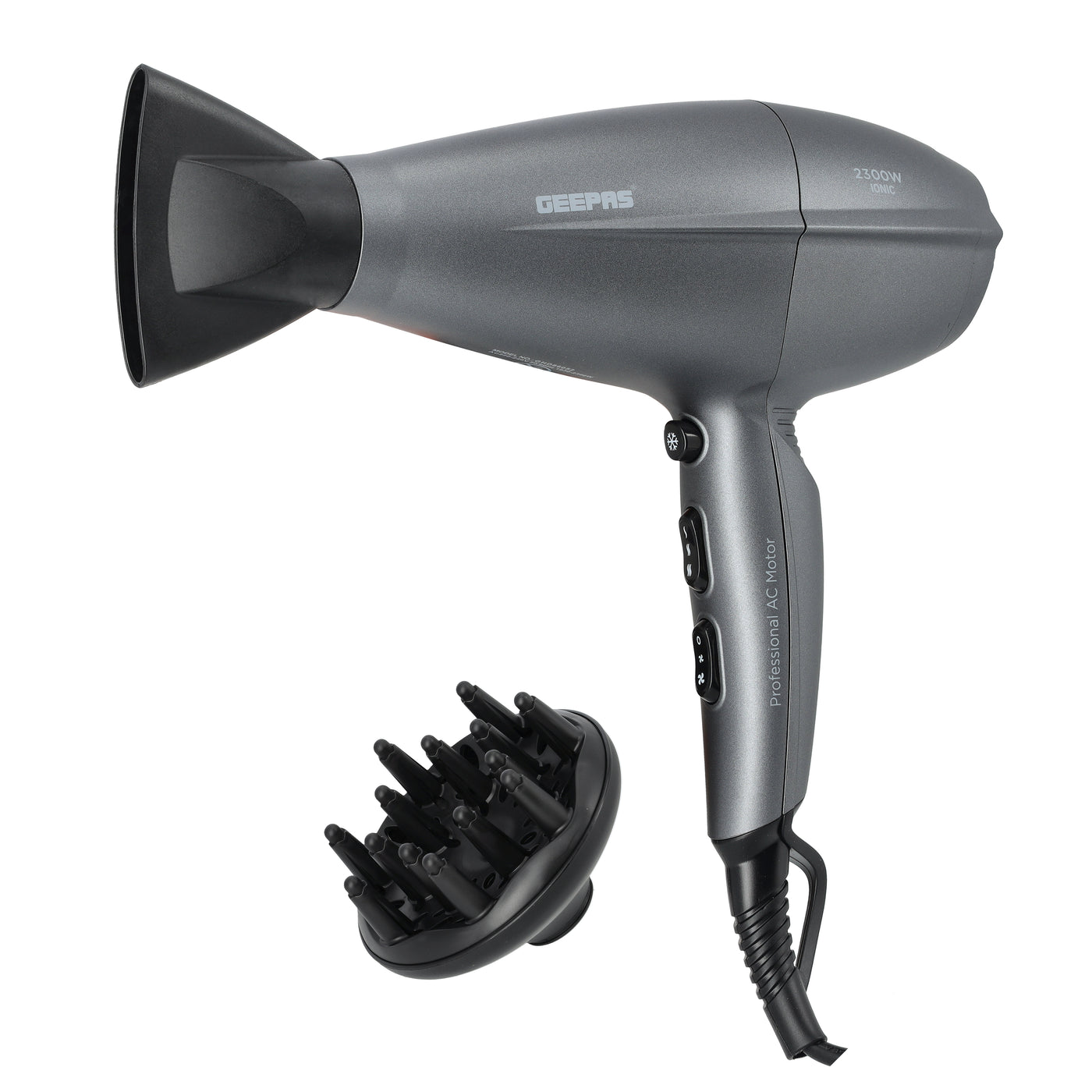 Geepas Hair Dryer Styling Concentrator, 3 Heat Settings, GHD86052 | Iconic Technology Dryer with Cool Shot Function | Removable Filter Cover | 2300W Dryer for Frizz Free Styling