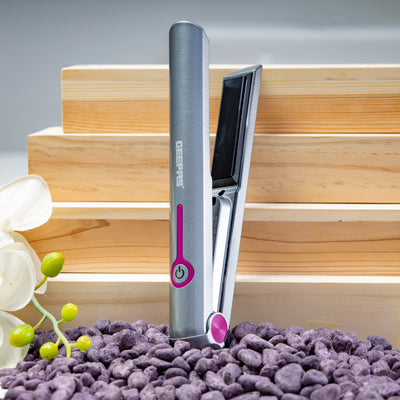 Geepas Rechargeable Hair Straightener- GHS86057 | Ceramic Coating Floating Plate, Electro Thermal Film | 1.5-2 Hours Charging Time and More Than 30 Minutes Run Time | Ergonomic Grip Handle, Portable Hair Brush| 2-Year Warranty, Silver