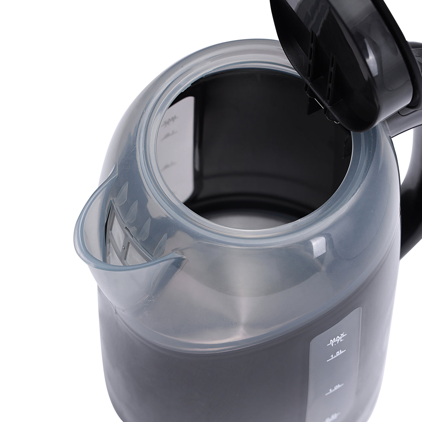 Electric Kettle, Plastic Water Kettle, Boil Dry Protection | Detachable Filter Spout | Automatic Lid Open Function 1.7 L 2200 W GK38027 Black/Clear