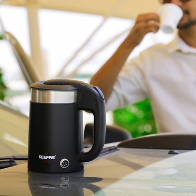 2-in-1 Double Layer Traveller's Kettle, 0.5L Kettle, GK38055 | 12V Portable Electric Car Kettle | Stainless Steel Coffee Mug with Cigarette Lighter Charger