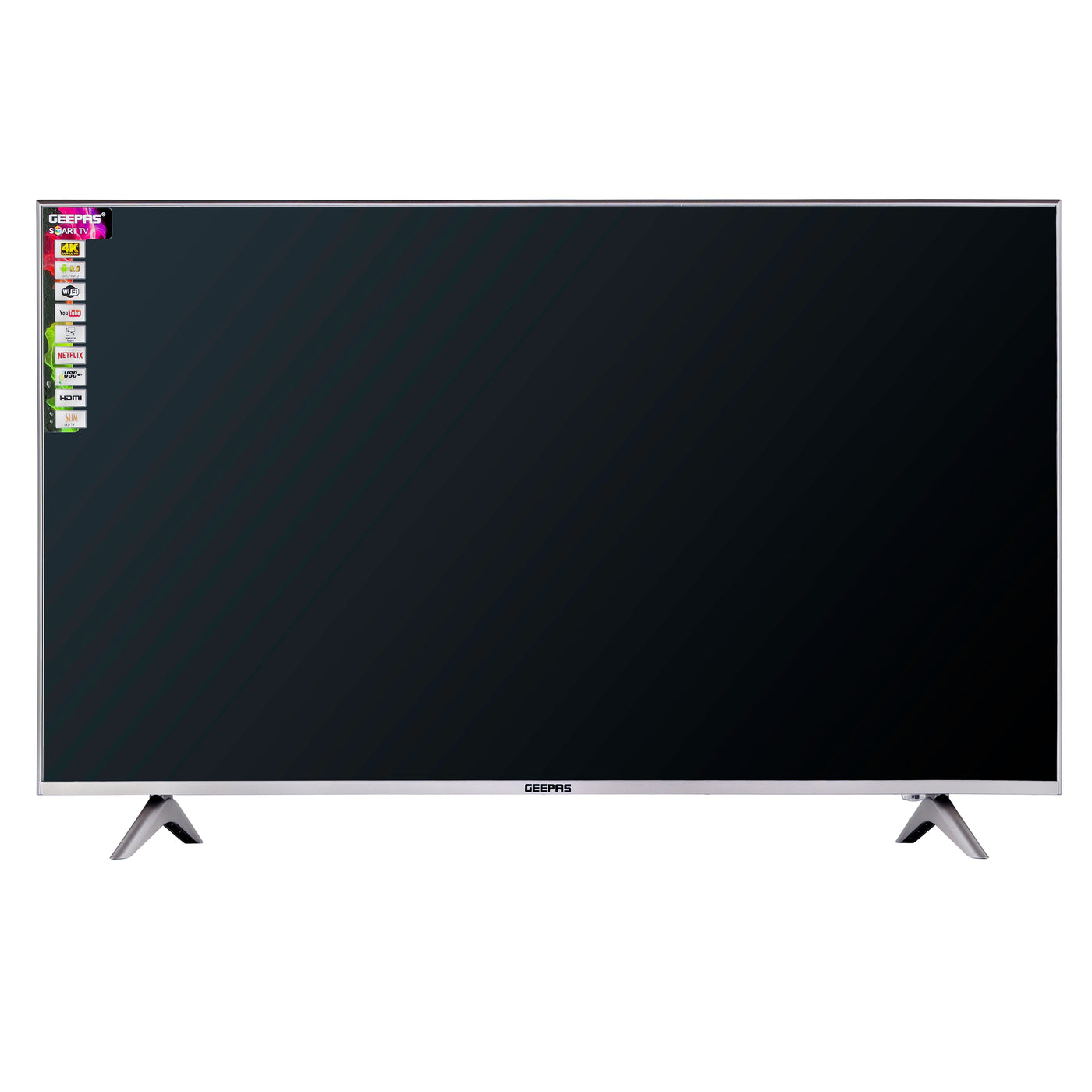 Geepas 55" Smart LED TV, TV with Remote Control GLED5508SFHD | HDMI & USB Ports, Head Phone Jack, PC Audio In | Wi-Fi, Android 9.0 with E-Share | YouTube, Netflix, Amazon Prime