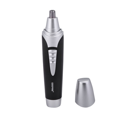 GNT8651 Nose And Ear Trimmer - Professional 2 in 1 Eyebrow, Facial Hair Trimmer With Cleaning Brush Black/Silver 3.4x3.2x14.2cm