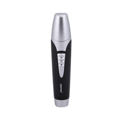 GNT8651 Nose And Ear Trimmer - Professional 2 in 1 Eyebrow, Facial Hair Trimmer With Cleaning Brush Black/Silver 3.4x3.2x14.2cm