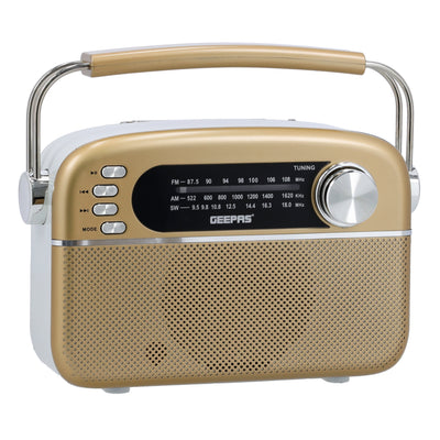 Rechargeable Radio with Bluetooth, 3-Band Radio, GR13015 | AUX Input | Rechargeable Battery | AC/DC Operation | BT/ FM/ MP3/ USB/ TF Card