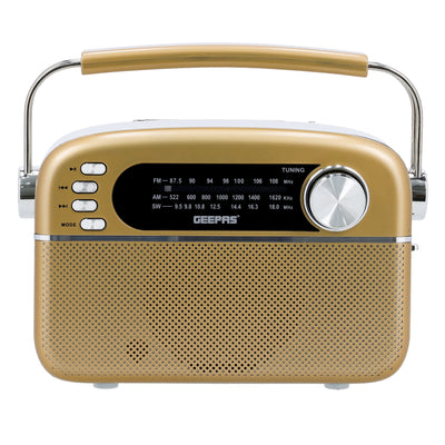 Rechargeable Radio with Bluetooth, 3-Band Radio, GR13015 | AUX Input | Rechargeable Battery | AC/DC Operation | BT/ FM/ MP3/ USB/ TF Card