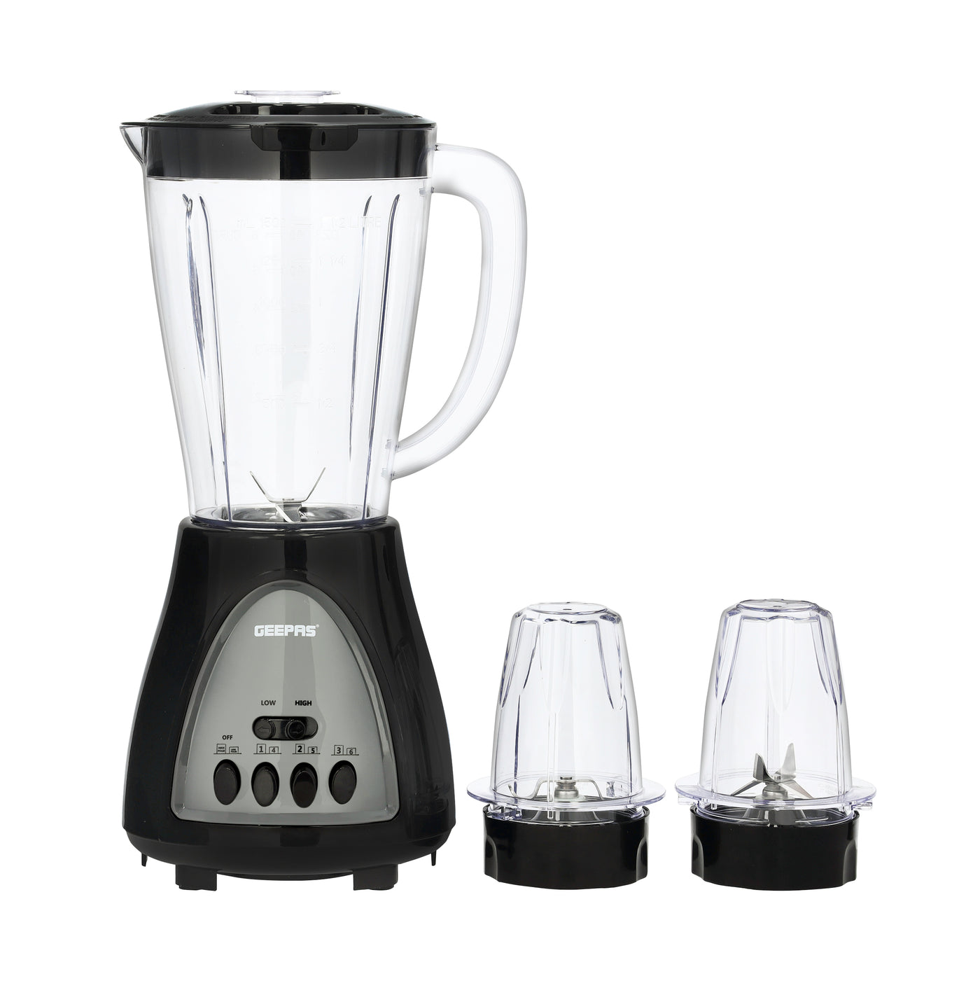 3-in-1 Blender, Powerful Motor 400W, GSB44034 | Stainless Steel Cutting Blades | Six Speed with Pulse Function | 1.5L Jar | Juice Extractor for Whole Fruits Vegetables, Ice Crusher