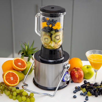 Geepas 4-in-1 Juicer Blender, 75mm Wide Feeding Chute | GSB44049 | 2.2L Pomace Container | 2 Speed with Pulse Function | 1L Glass Blender & Juice Jug | Safety Interlock | 800W Motor