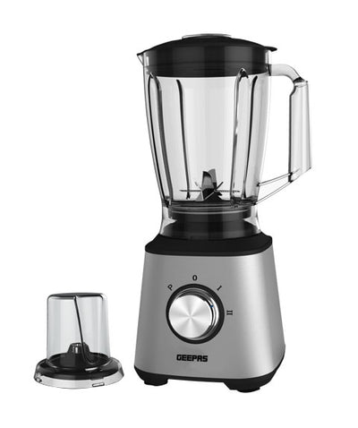 Geepas Super Blender- GSB5446| 800W Powerful Motor with 2 Speed Setting and Pulse| Transparent and Unbreakable Jars with Stainless Steel Blade| Grinder Attachment