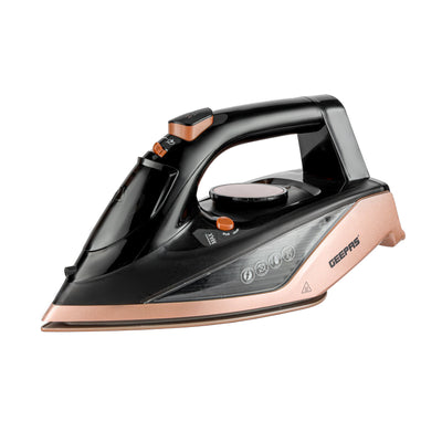 Geepas Steam Iron- GSI7785/ Cord and Cordless Use, Ironing Box with Ceramic-Coated Soleplate and Self-Cleaning Function/ Comfortable Handle and Handy Design with Multiple Functions/ 350 ml Water Tank, Suitable for All Kinds of Fabric, 2200 W Power