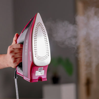 Geepas Digital Steam Iron- GSI7813| Dry and Steam Iron Box with Digital Temperature Control and Auto Shut Off Function| Compact and Handy Design| Suitable for All Kinds of Fabric| Anti-Drip and Anti-Calc System| 2 Years Warranty| Maroon