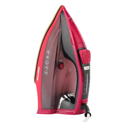 Geepas Digital Steam Iron- GSI7813| Dry and Steam Iron Box with Digital Temperature Control and Auto Shut Off Function| Compact and Handy Design| Suitable for All Kinds of Fabric| Anti-Drip and Anti-Calc System| 2 Years Warranty| Maroon