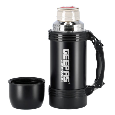 Geepas GSVF4114  Vacuum Flask, 0.5L - Stainless Steel Vacuum Bottle Keep Hot & Cold Antibacterial topper & Cup - Perfect for Outdoor Sports, Fitness, Camping, Hiking, Office, School | 2 Years Warranty