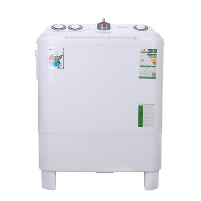 Geepas 7.2 KG Twin Tub Semi-Automatic Washing Machine- GSWM6468| High Back Control Panel and Semi-Automatic Top Load Washing Machine, Ripple Pulsator| Highly Effecient with Classic Design, Spin Capacity: 7.2 KG| White, 2 Years Warranty