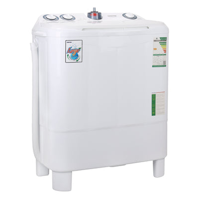 Geepas 7.2 KG Twin Tub Semi-Automatic Washing Machine- GSWM6468| High Back Control Panel and Semi-Automatic Top Load Washing Machine, Ripple Pulsator| Highly Effecient with Classic Design, Spin Capacity: 7.2 KG| White, 2 Years Warranty