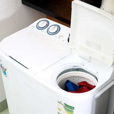 Geepas 7.2 KG Twin Tub Semi-Automatic Washing Machine- GSWM6468| High Back Control Panel and Semi-Automatic Top Load Washing Machine, Ripple Pulsator| Highly Effecient with Classic Design, Spin Capacity: 7.2 KG| White, 2 Years Warranty