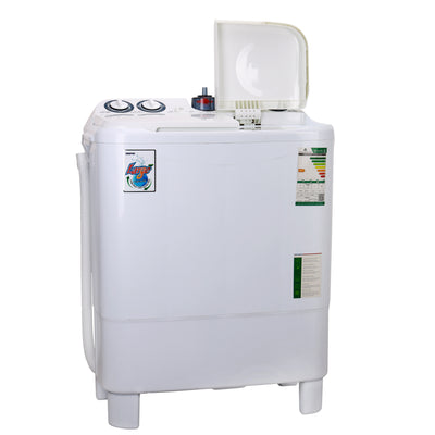 Geepas 7.2 KG Twin Tub Semi-Automatic Washing Machine- GSWM6468| High Back Control Panel and Semi-Automatic Top Load Washing Machine, Ripple Pulsator| Highly Effecient with Classic Design, Spin Capacity: 7.2 KG| White, 2 Years Warranty