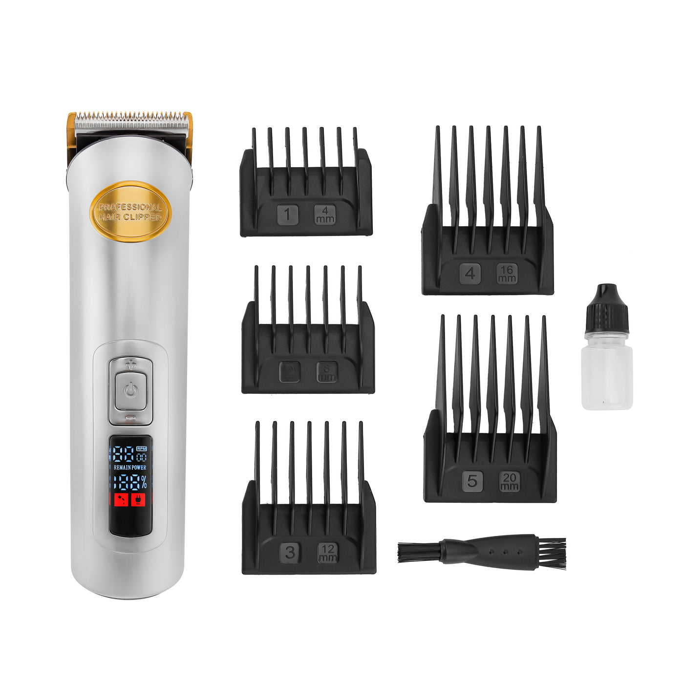 Geepas Professional Digital Hair Clipper- GTR56031| Hair Clipper with High Capacity Li Battery and Fast Charging| 5 Adjustable RPM, 5 Adjustable Cutting Blades and 5 Separate Combs